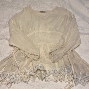 Boutique lace lined cottage style blouse